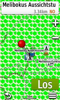 Melibokus Aussichtsturm angezeigt auf einer OSM Rasterkarte am Oregon 600